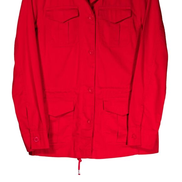 Chaps Ralph Lauren Women's Shirt Button Up Red Drawstring Long Sleeve Jacket XS - Picture 6 of 9
